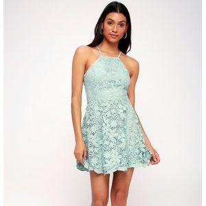 Lulu’s Mint Blue Lace Skater Dress
